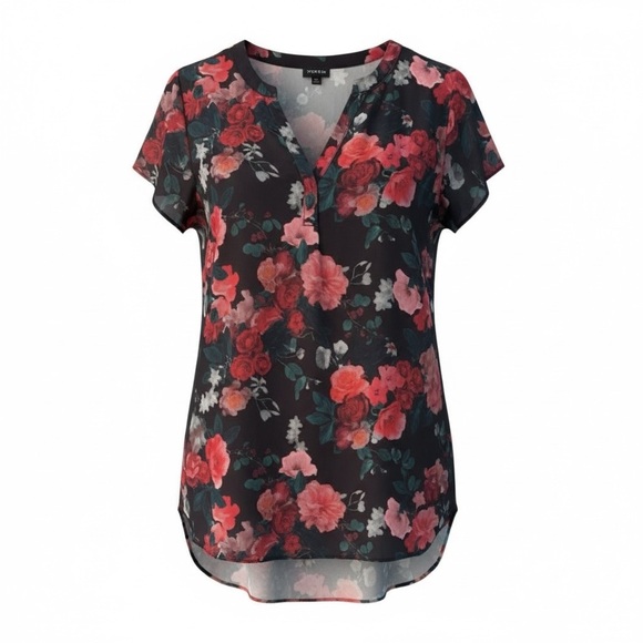 TORRID 00 0X XL Red Pink Floral Harper Tunic Top R $59 - Picture 6 of 10